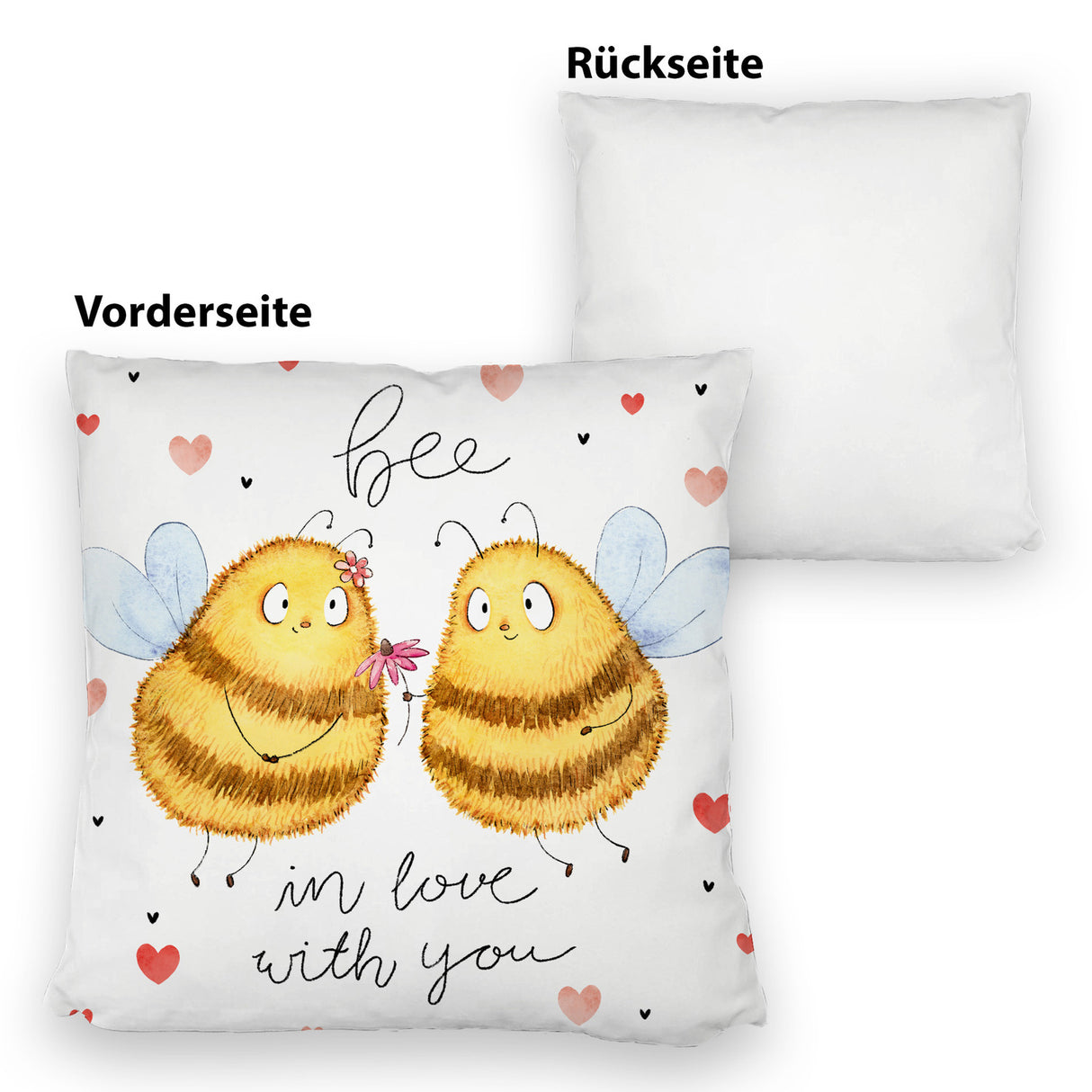 Pummel Biene Kissen mit Spruch Bee in love with you