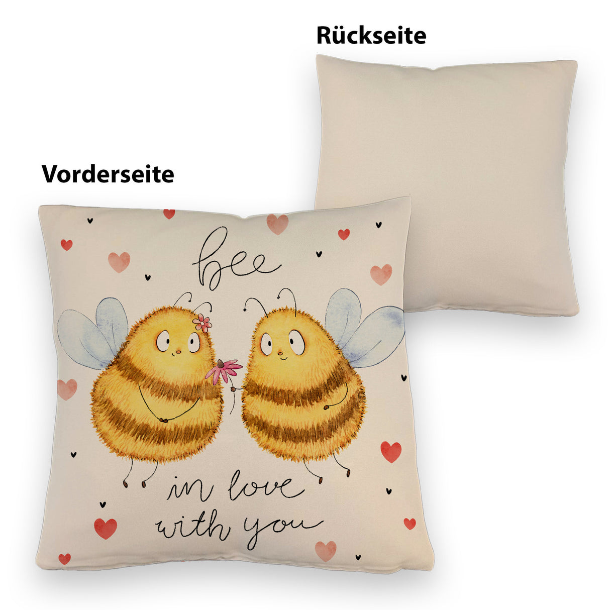Pummel Biene Kissen mit Spruch Bee in love with you