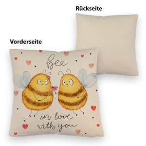 Pummel Biene Kissen mit Spruch Bee in love with you