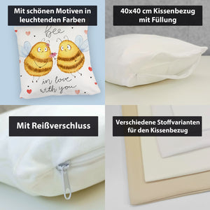 Pummel Biene Kissen mit Spruch Bee in love with you