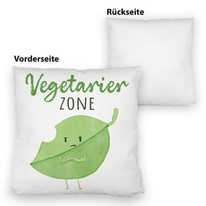 Blatt Kissen mit Spruch Vegetarier Zone