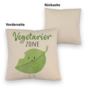 Blatt Kissen mit Spruch Vegetarier Zone