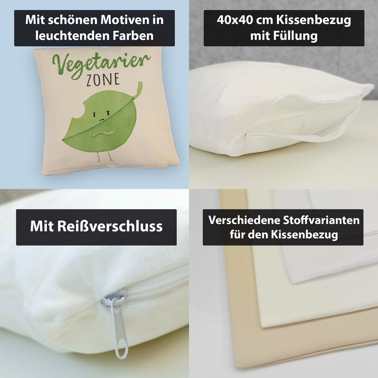 Blatt Kissen mit Spruch Vegetarier Zone