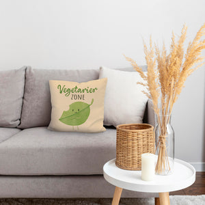 Blatt Kissen mit Spruch Vegetarier Zone