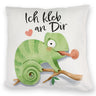 Chamäleon Kissen mit Spruch Ich kleb an dir