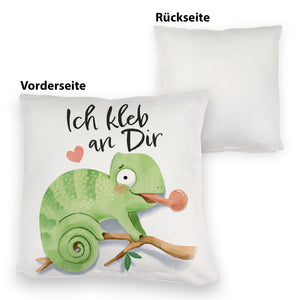 Chamäleon Kissen mit Spruch Ich kleb an dir