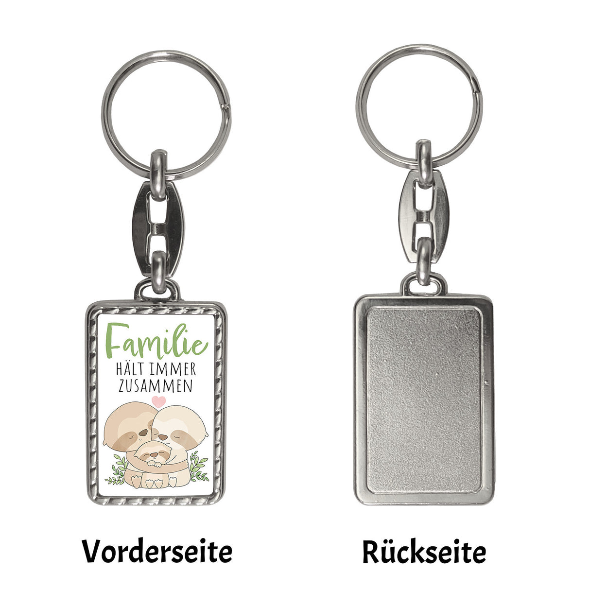 Faultier Schlüsselanhänger mit Spruch Familie hält immer zusammen