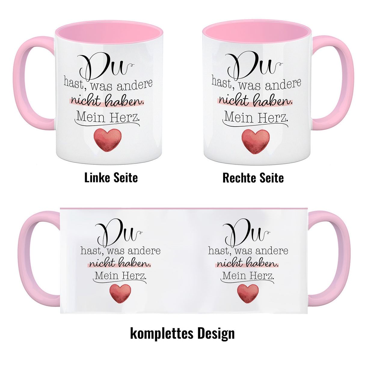Herz Kaffeebecher mit Spruch Du besitzt mein Herz