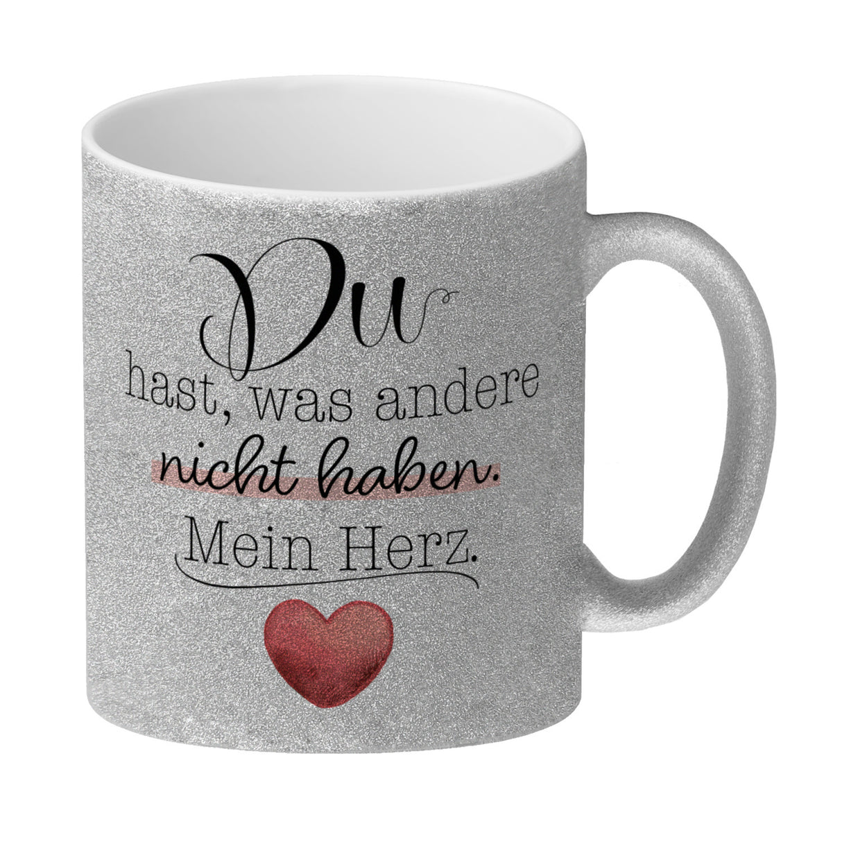 Herz Kaffeebecher mit Spruch Du besitzt mein Herz