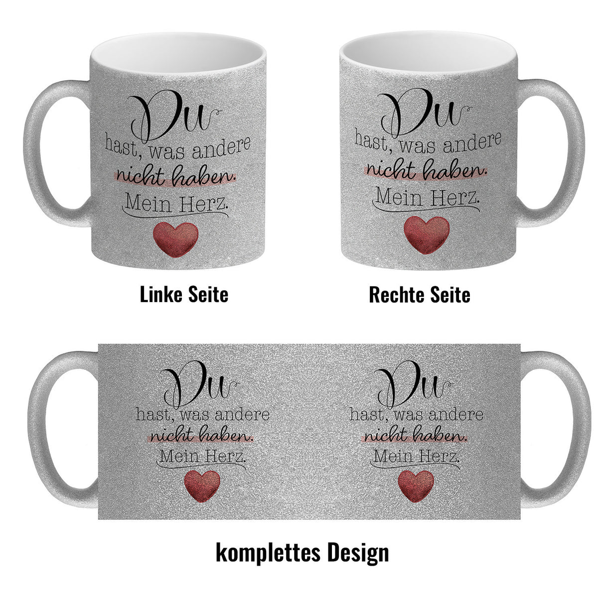 Herz Kaffeebecher mit Spruch Du besitzt mein Herz