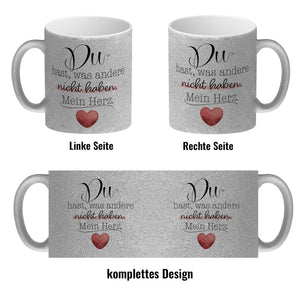 Herz Kaffeebecher mit Spruch Du besitzt mein Herz