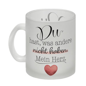 Herz Kaffeebecher mit Spruch Du besitzt mein Herz