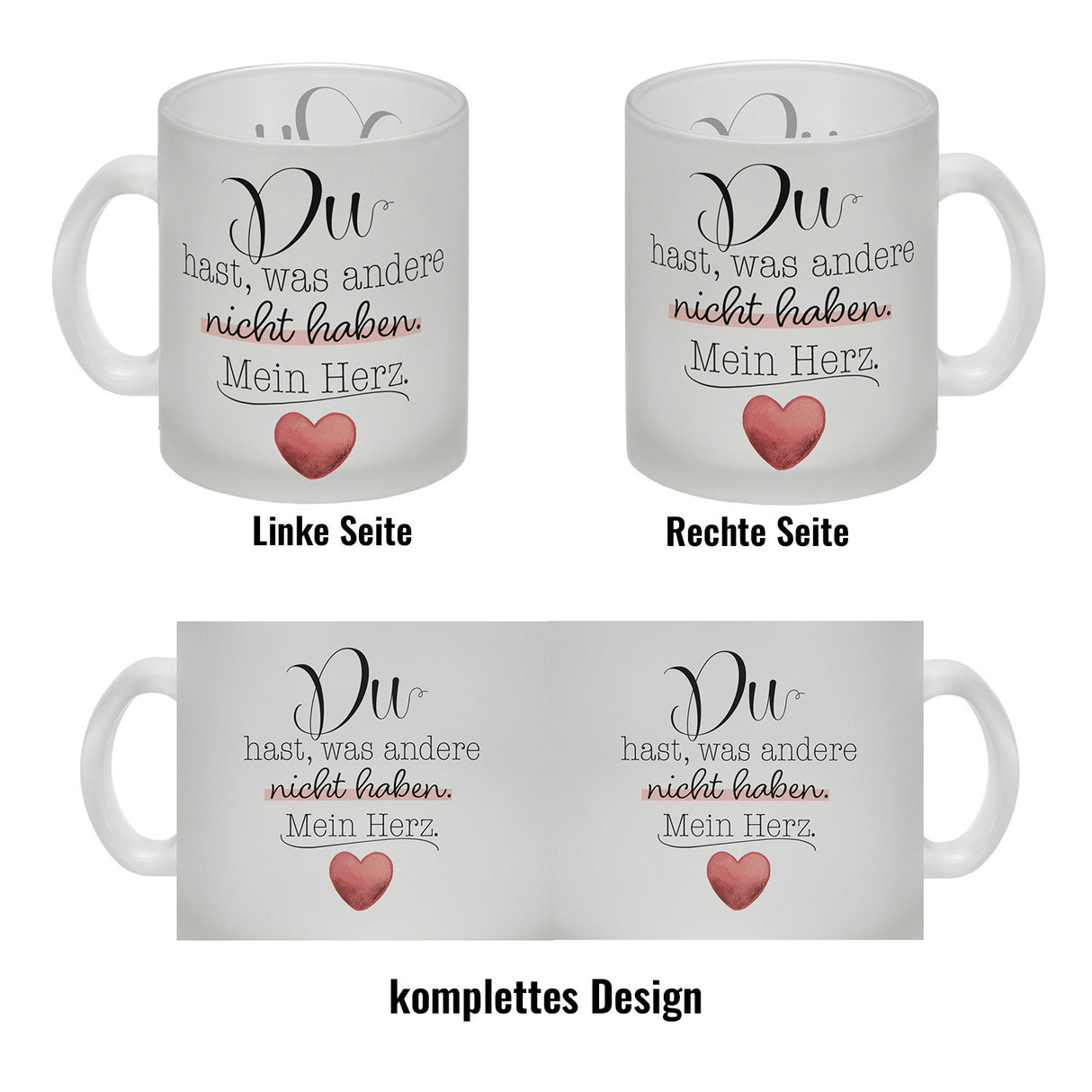 Herz Kaffeebecher mit Spruch Du besitzt mein Herz