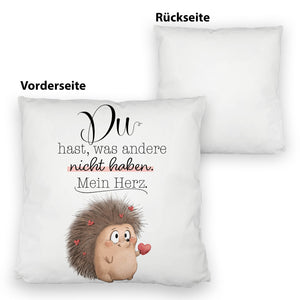Verliebter Igel Kissen mit Spruch Mein Herz gehört dir allein