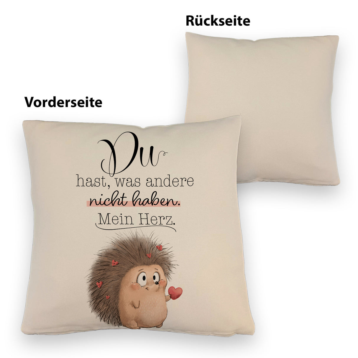 Verliebter Igel Kissen mit Spruch Mein Herz gehört dir allein