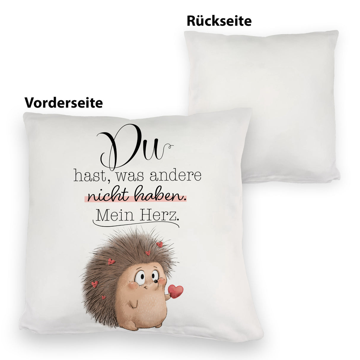 Verliebter Igel Kissen mit Spruch Mein Herz gehört dir allein