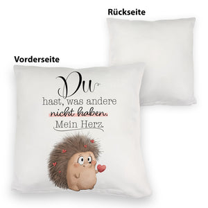Verliebter Igel Kissen mit Spruch Mein Herz gehört dir allein