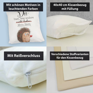 Verliebter Igel Kissen mit Spruch Mein Herz gehört dir allein