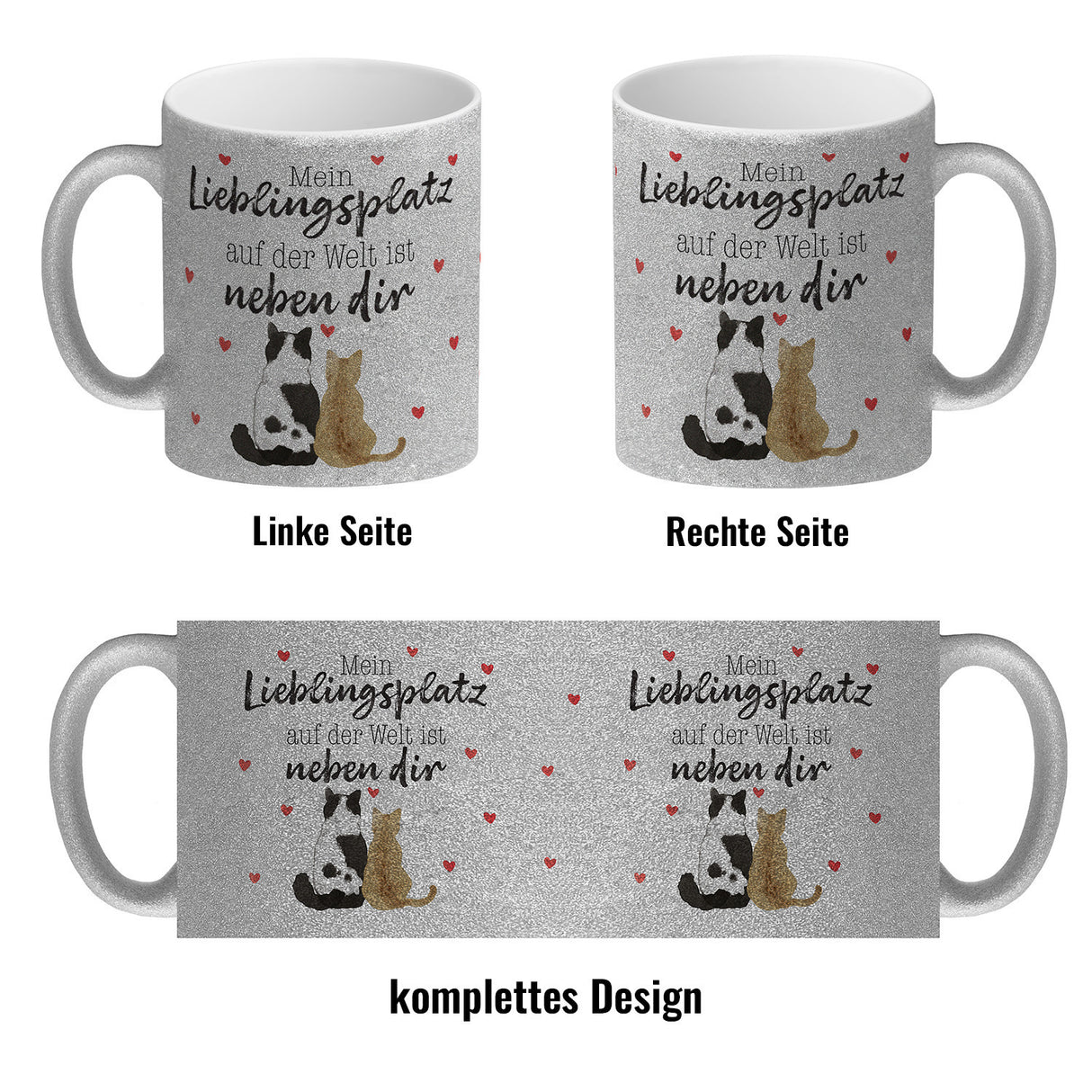 Katzenpaar Kaffeebecher mit Spruch Mein Lieblingsplatz ist bei dir