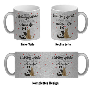 Katzenpaar Kaffeebecher mit Spruch Mein Lieblingsplatz ist bei dir