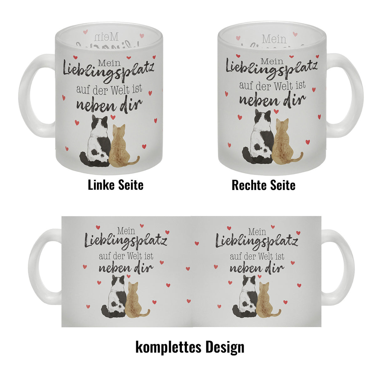 Katzenpaar Kaffeebecher mit Spruch Mein Lieblingsplatz ist bei dir