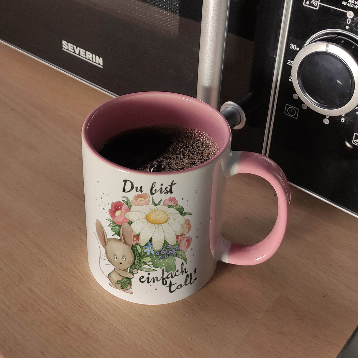 Maus Kaffeebecher mit Spruch Du bist einfach toll