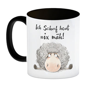 Schaf Kaffeebecher mit Spruch Ich Schaf heut nix mäh