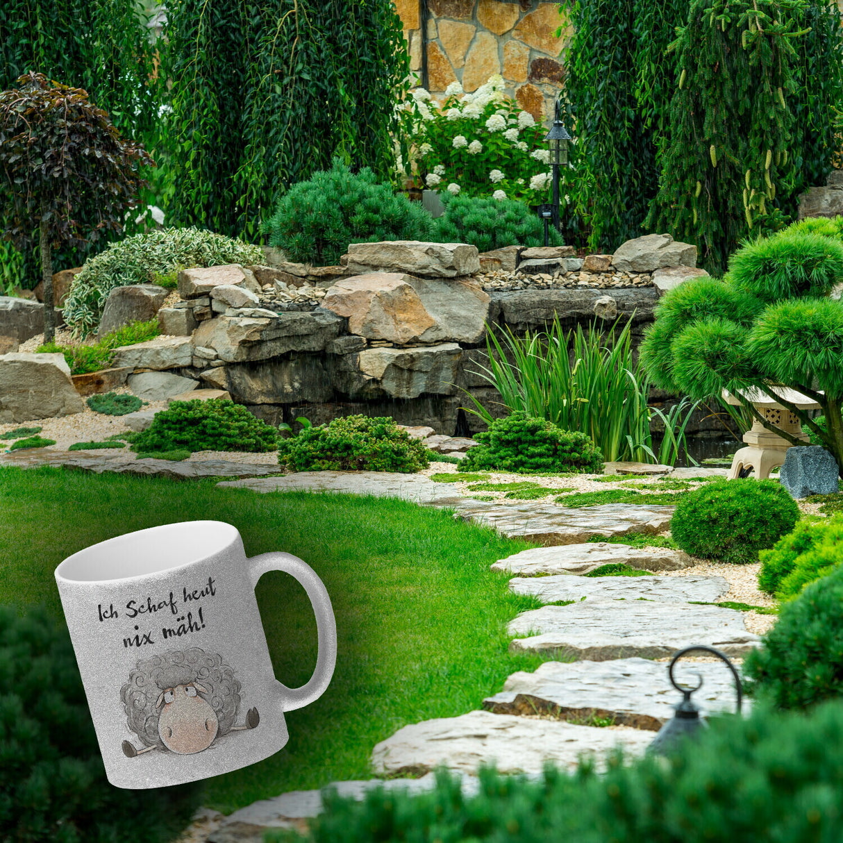 Schaf Kaffeebecher mit Spruch Ich Schaf heut nix mäh