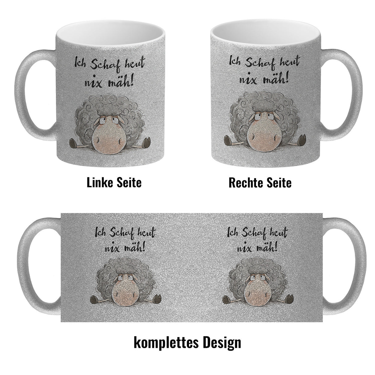Schaf Kaffeebecher mit Spruch Ich Schaf heut nix mäh