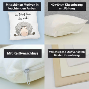 Schaf Kissen mit Spruch Ich Schaf heut nix mäh