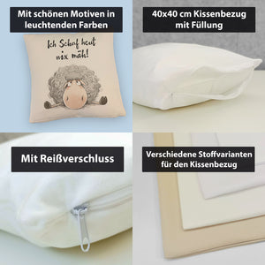 Schaf Kissen mit Spruch Ich Schaf heut nix mäh