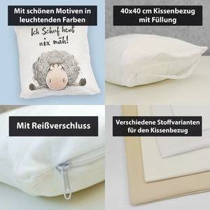 Schaf Kissen mit Spruch Ich Schaf heut nix mäh