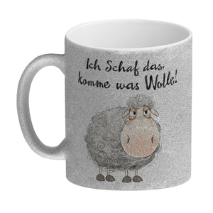 Schaf Kaffeebecher mit Spruch Ich Schaf das komme was Wolle