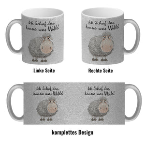 Schaf Kaffeebecher mit Spruch Ich Schaf das komme was Wolle