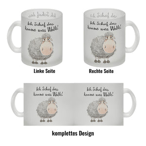 Schaf Kaffeebecher mit Spruch Ich Schaf das komme was Wolle