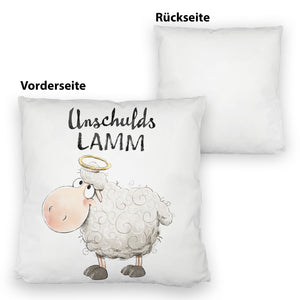 Schaf Kissen mit Spruch Unschuldslamm