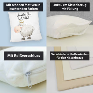 Schaf Kissen mit Spruch Unschuldslamm