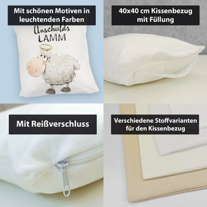 Schaf Kissen mit Spruch Unschuldslamm
