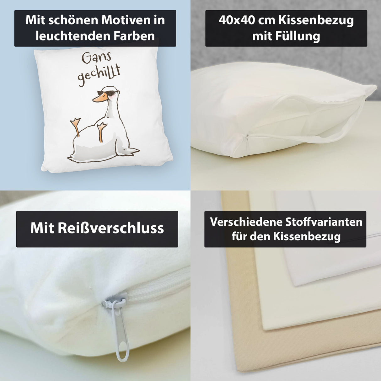 Gilbert die Gans Kissen mit Spruch Gans gechillt
