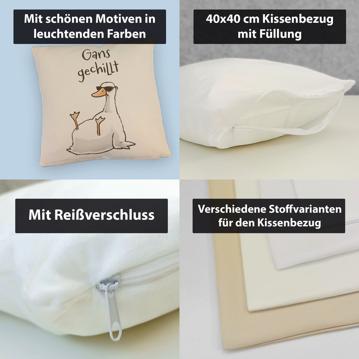 Gilbert die Gans Kissen mit Spruch Gans gechillt