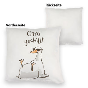 Gilbert die Gans Kissen mit Spruch Gans gechillt