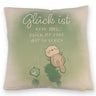 Otter und Frosch Kissen mit Spruch Glück ist Lebensart kein Ziel