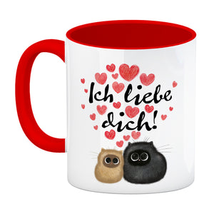 Knuffige Katzen Kaffeebecher mit Spruch Ich liebe dich