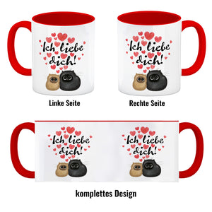 Knuffige Katzen Kaffeebecher mit Spruch Ich liebe dich