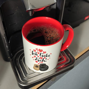 Knuffige Katzen Kaffeebecher mit Spruch Ich liebe dich