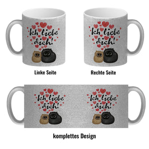 Knuffige Katzen Kaffeebecher mit Spruch Ich liebe dich