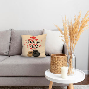 Knuffige Katzen Kissen mit Spruch Ich liebe dich