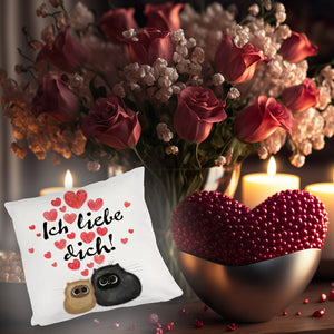 Knuffige Katzen Kissen mit Spruch Ich liebe dich