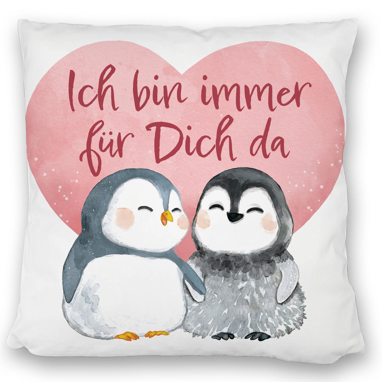Pinguin Paar Kissen mit Spruch Ich bin immer für dich da
