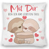 Faultier Paar Kissen mit Spruch Mit dir bin ich am liebsten faul
